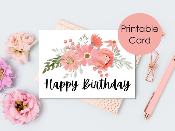 Printable Birthday Card Happy Birthday Card Simple - Etsy
