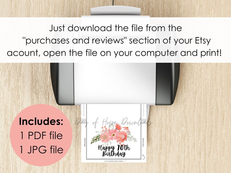 Printable 70th Birthday Card, Happy 70th Birthday Card, Grandma ...