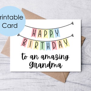 Printable Birthday Card for Grandma, Happy Birthday to an Amazing ...