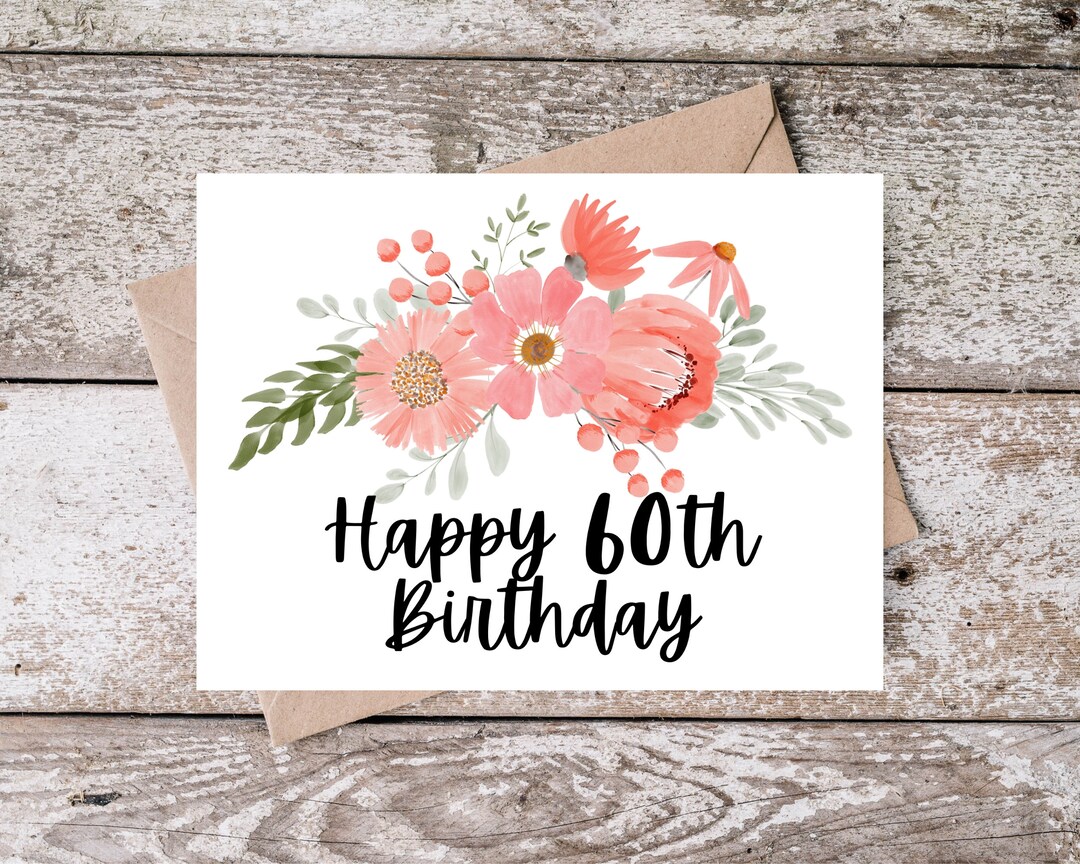 Printable 60th Birthday Card, Happy 60th Birthday Card, Grandma ...