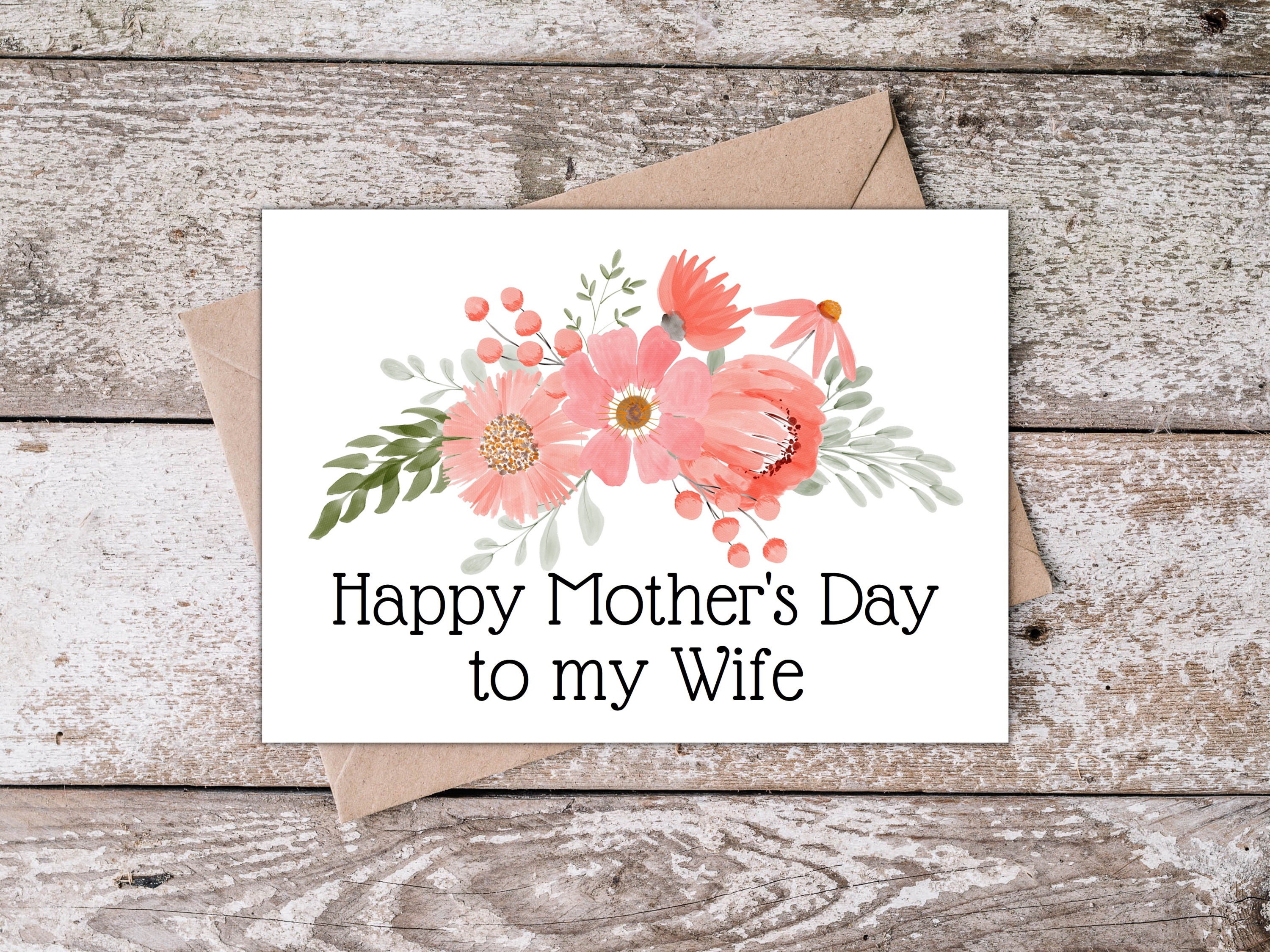 Printable Wife Mothers Day Card | Happy Mother's Day to My Wife | Wife ...