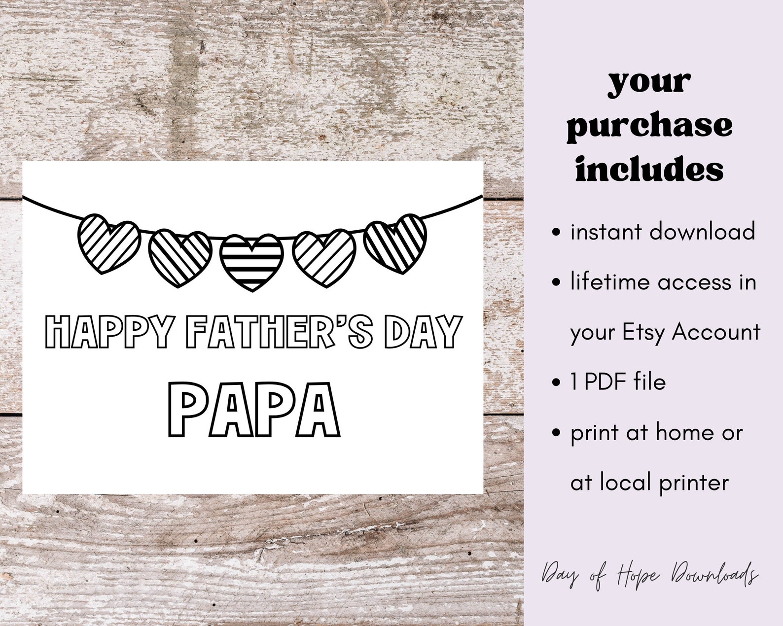 Printable Papa Fathers Day Coloring Card for Grandpa | Happy Father's Day Papa Card | Coloring ...