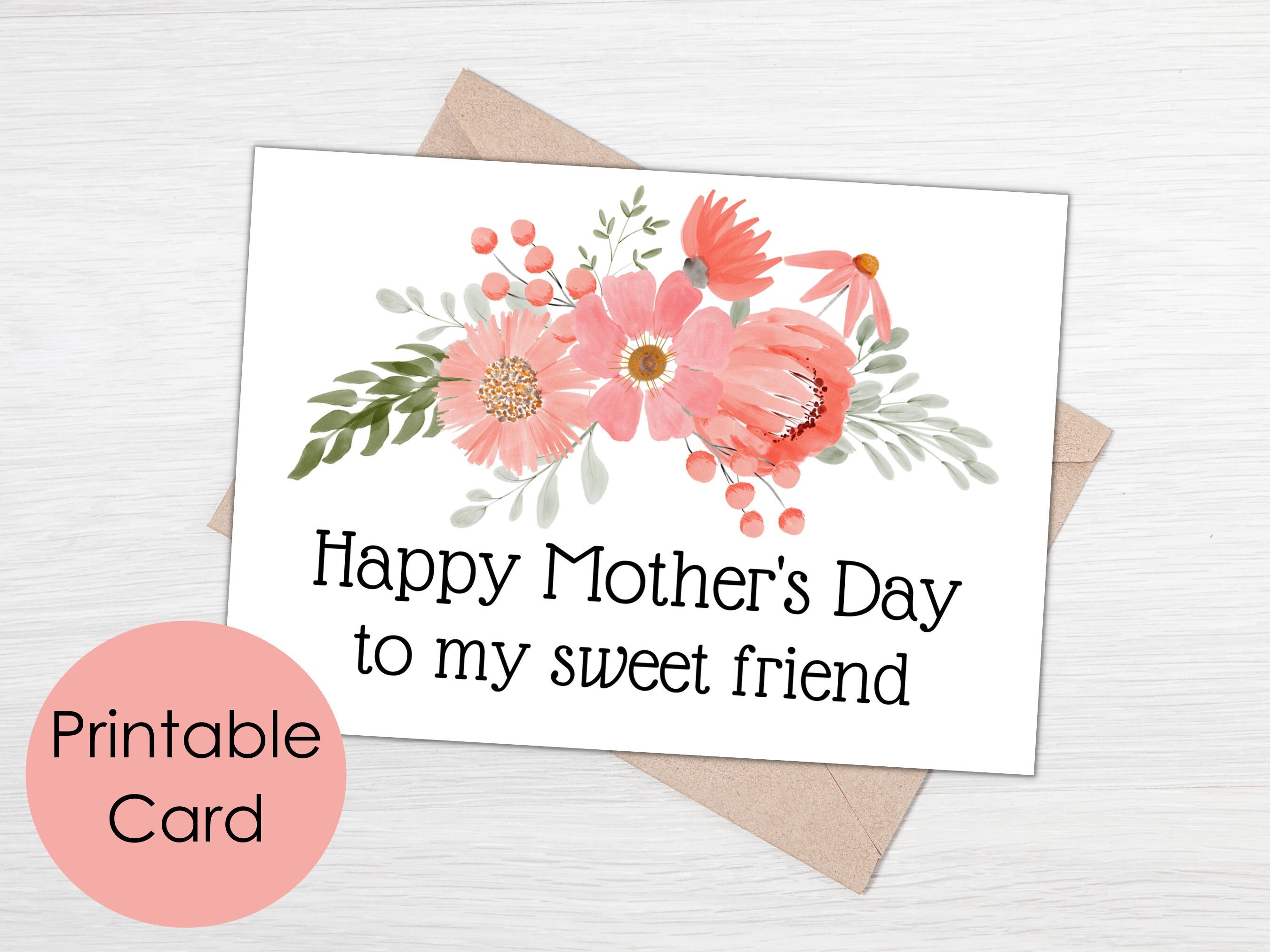 Printable Mother's Day Card for Friend Happy - Etsy