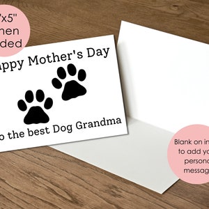Printable Dog Grandma Mothers Day Card With Pawprints | Happy Mother's ...