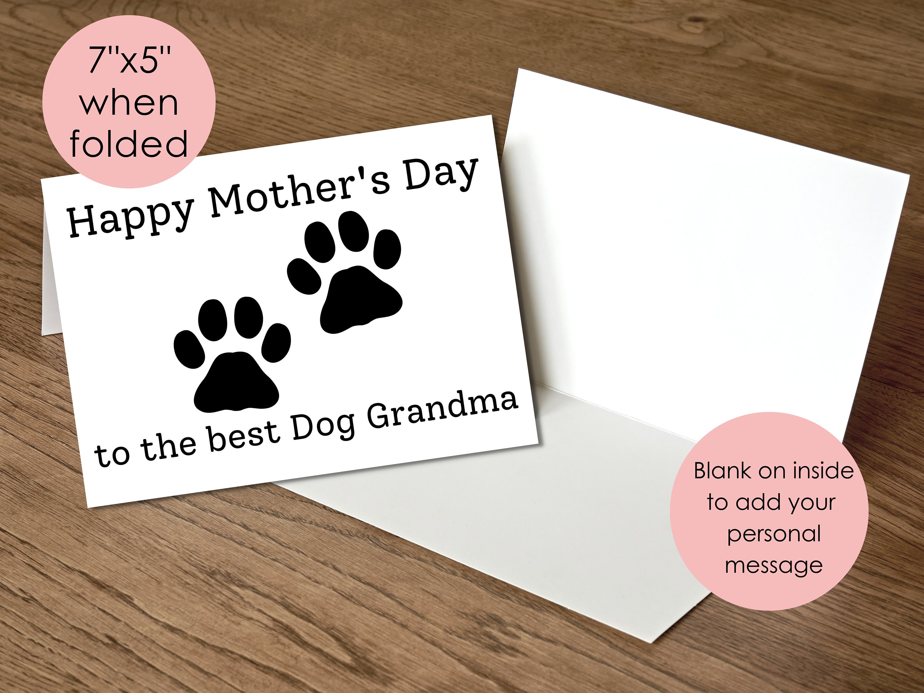 Printable Dog Grandma Mothers Day Card With Pawprints | Happy Mother's ...