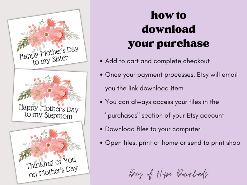 Printable Grandma Mothers Day Card for Grandma Happy Mother's Day Grandma Card Grandmother Mothers Day Card with Pink Flowers PF002 image 6
