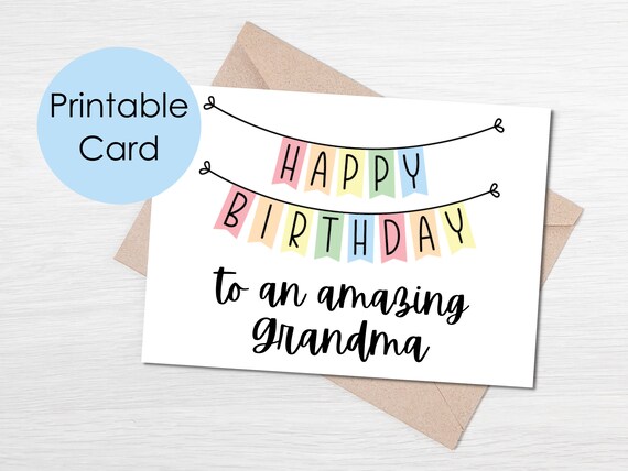 Printable Birthday Card for Grandma Happy Birthday to an - Etsy