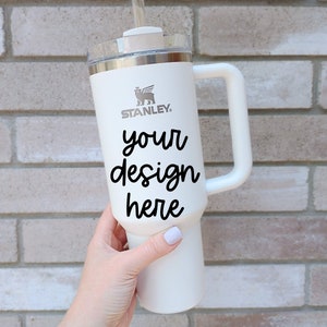 Stanley Tumbler Mockup Image, White 40 oz Cup Mockup, Vinyl Decal Mockup, Sticker Mockup, Mock up for  Decals & Stickers