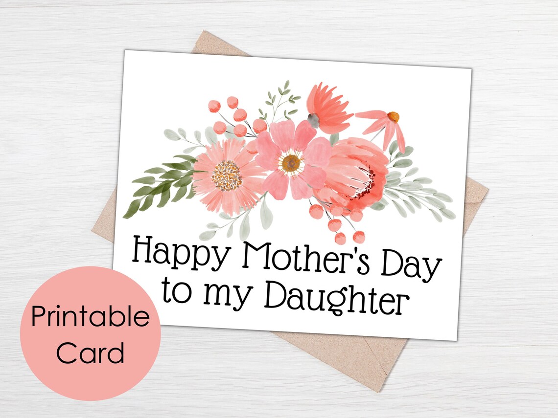 Printable Daughter Mothers Day Card Happy Mother's Day - Etsy