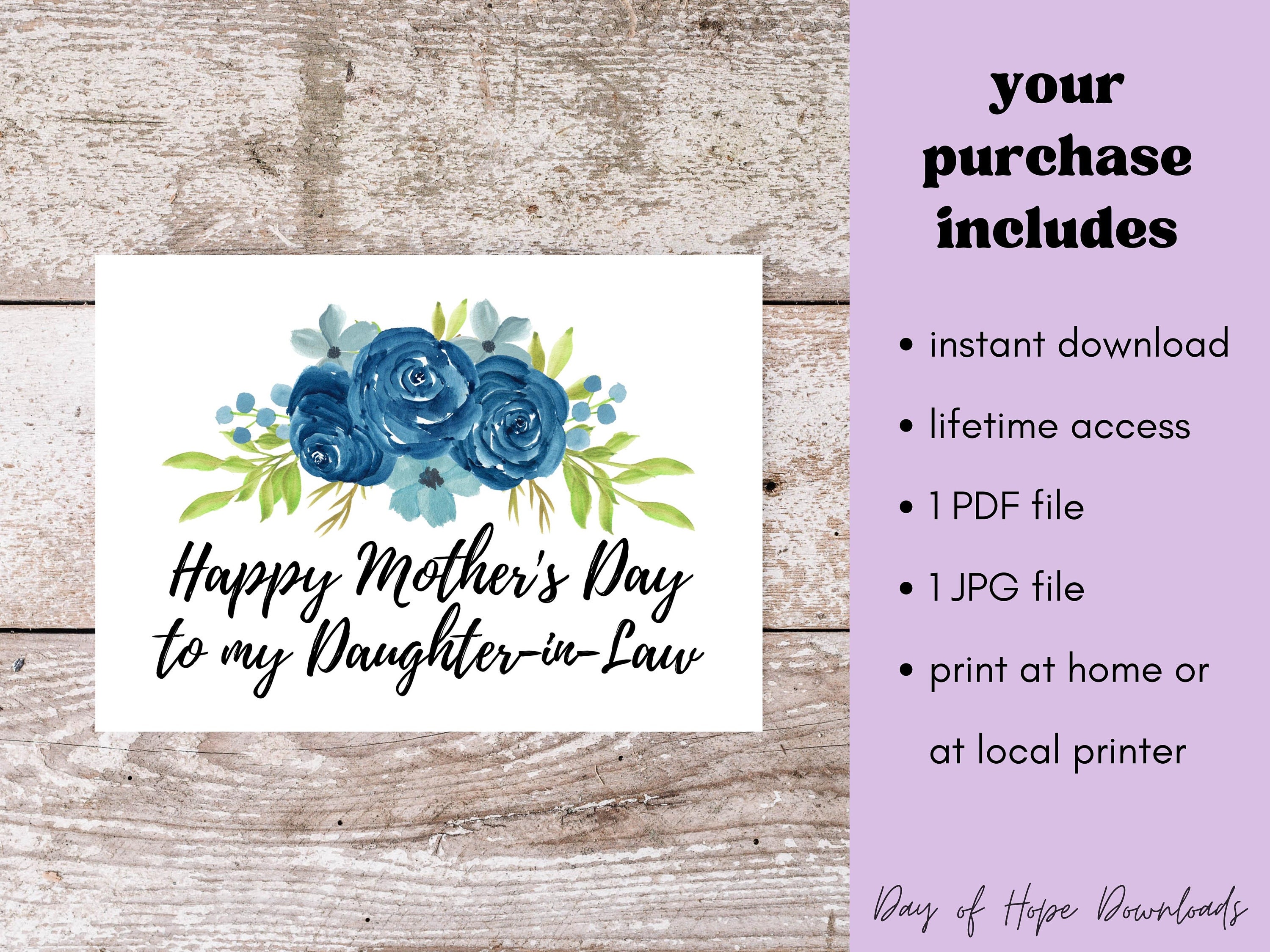Printable Mothers Day Card for Daughter in Law | Happy Mother's Day to ...