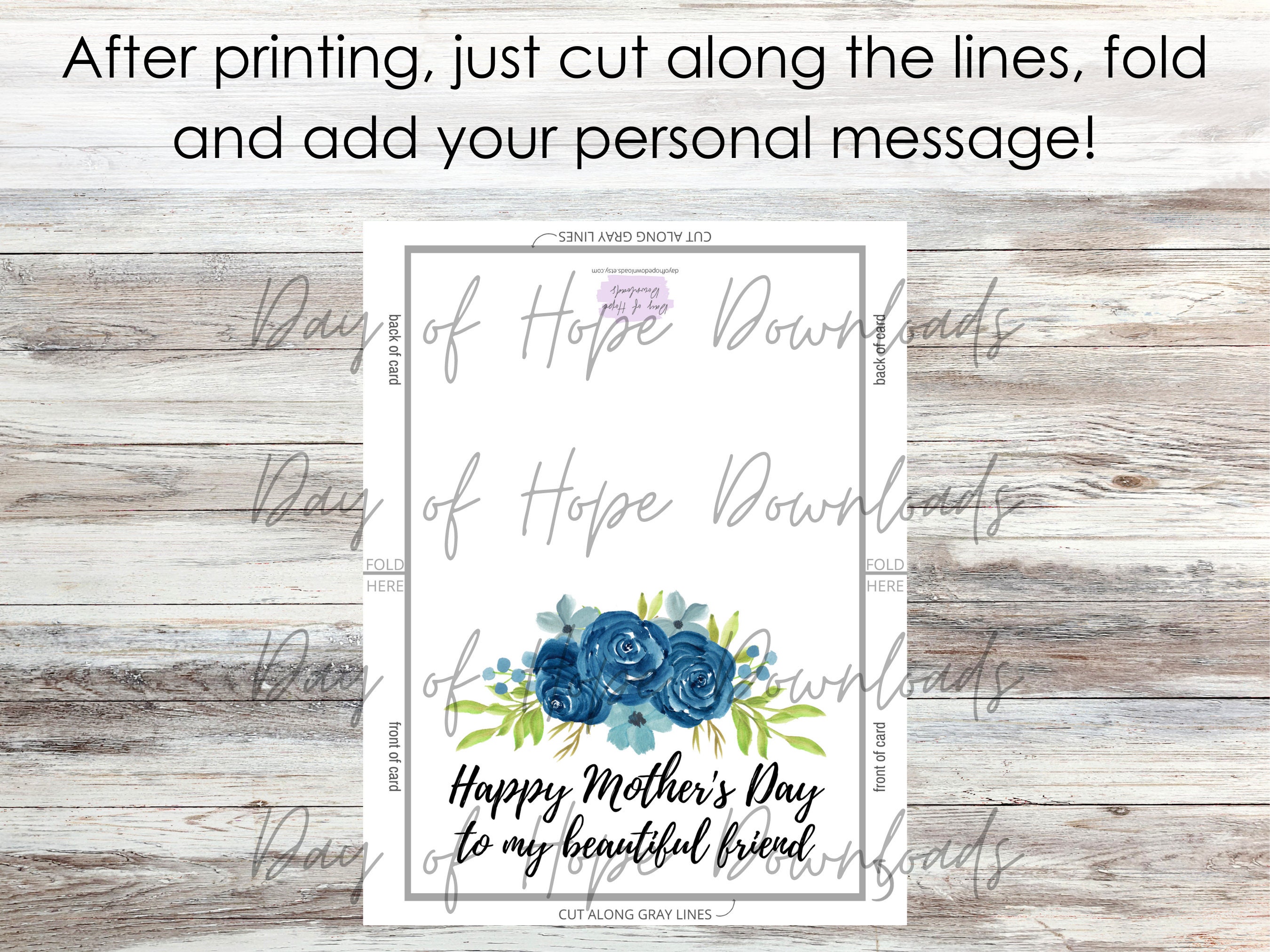 Printable Friend Mother's Day Card Happy Mother's Day to My Beautiful ...