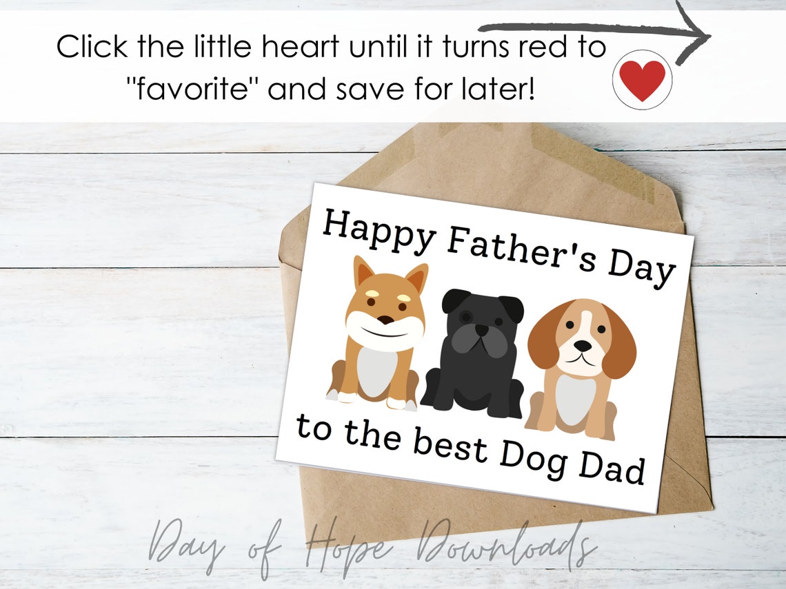 Printable Father's Day Card for Dog Dad Happy - Etsy