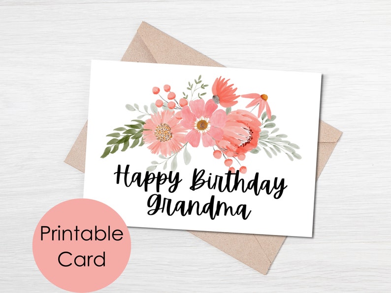 Printable Birthday Card for Grandma, Happy Birthday Grandma Card ...