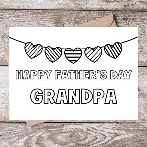 Biglietto da colorare stampabile per la Festa del papà per il nonno, biglietto per la Festa del papà nonno, disegno da colorare, biglietto per la Festa del papà dei nipoti