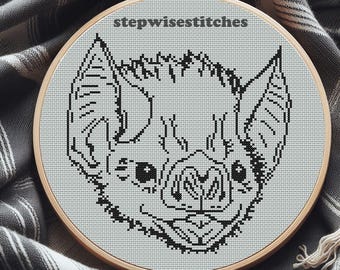 Einfaches Kreuzstich-Muster Fledermaus - PDF-Download - 3 Größen Stickmuster