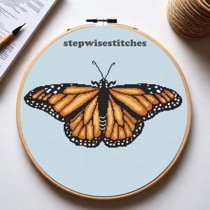 Easy Monarch Butterfly Cross Stitch Pattern - PDF download