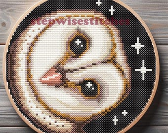 Kreuzstich-Muster - Schleiereule - PDF-Download - 3 Größen von Diagrammen - 17 Farben