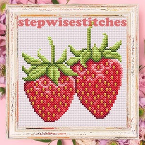 Strawberries Cross Stitch Pattern: Two Chart Sizes (PDF Download)