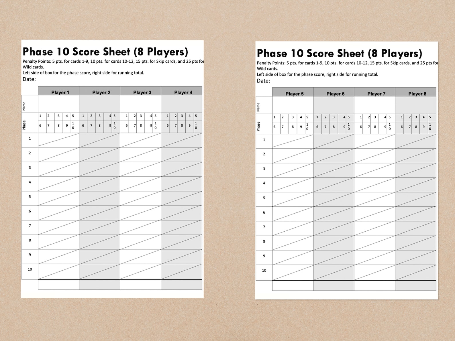 Phase 10 Score Sheet for Cards 8 Multiplayer #39 s Printables (Download Now Phase 10 Score Sheet for Cards 8 Multiplayer #39 s Printables (Download Now