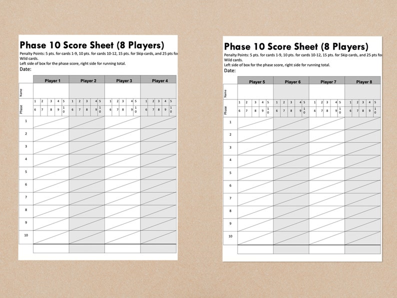 Phase 10 Score Sheet for Cards - Il 794xN.4437847028 Bg81 