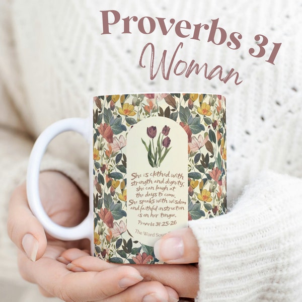 Proverbs 31 Woman Earthly 11oz/ 325ml Ceramic Mug Christian Gift Birthday Gift, Jesus, Bible. Mother's Day, Birthday, Anniversary, Christian