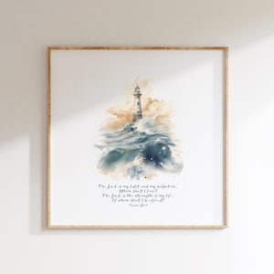 Digital DOWNLOAD Psalm 27:1 Jesus Cross Lighthouse The Lord is my Light and my Salvation  Light of the World Christian Arts Gift Home Decor