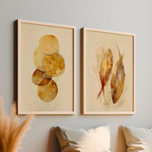 Digital DOWNLOAD Set 5 Loaves and 2 Fish Abstract, Jesus Feeds 5000, Five Bread, Two Fishes Matthew 14, Christian Gift Jireh Bible Boho Art