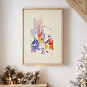 Digitale DOWNLOAD Wijze mannen, kom, laten we hem aanbidden, Immanuel God met ons, kindje Jezus, geboorte, bijbel, christelijke kerstkaarten