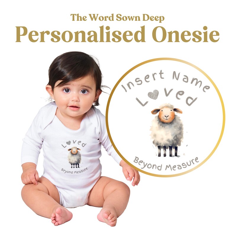 Personalised Name Long Sleeve Bodysuit. Loved Beyond Measure. 100