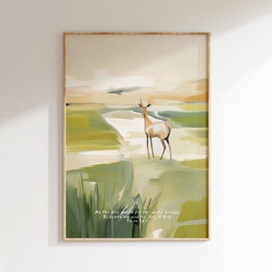 DOWNLOAD digitale Mentre il cervo anela, Salmi 42:1, Acqua, La mia anima anela, Riposo, Pace, Stampa artistica da parete di Gesù, Arte cristiana, Regalo, Dipinto