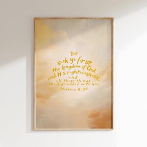 DESCARGA DIGITAL Buscad primeramente el reino de Dios, poned vuestra mente en lo alto, Arte impreso de la Biblia de Jesús, Paisaje cristiano, Regalo de cumpleaños, Escritura