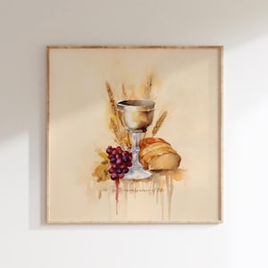 Digital DOWNLOAD Holy Communion Remembrance of Me, Wine New Covenant,  The Last Supper, Christian Wall Art Bible Jesus Print Painting Gift