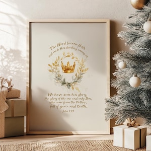 Digital DOWNLOAD The Word Became Flesh John 1v14 Full of Grace and Truth Immanuel God With Us Baby Jesus Nativity Christian Christmas Art