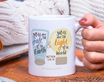 Salt and Light Mug 11oz | Matthew 5:13–14 | Christian Gift | Bible Verse Coffee Cup | Scripture Faith Ceramic Mug
