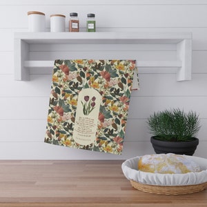 Decorative Kitchen Tea Towel. Proverbs 31 Woman Cotton Twill Kitchen Towel 18&quot; × 30&quot;One-sided print. Christian Mom Christmas Birthday Gift.