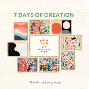Digital DOWNLOAD Praise God, All Blessings Flow, Let Everything, Breath, Christian 7 Days Creation Art Gallery, Abstract, Jesus, Bible, Gift