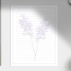 Printable Stationary, Lavender Theme, Set of 10: Letter Size and A4 ...
