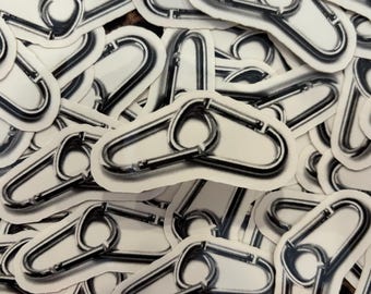 Halftone Carabiner Sticker: Black & White Waterproof Vinyl (2.5")