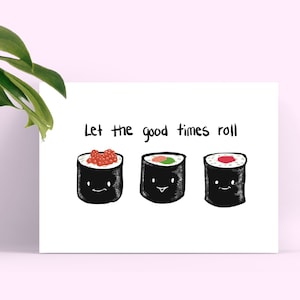 Carte de vœux et enveloppe de sushi imprimable à téléchargement instantané