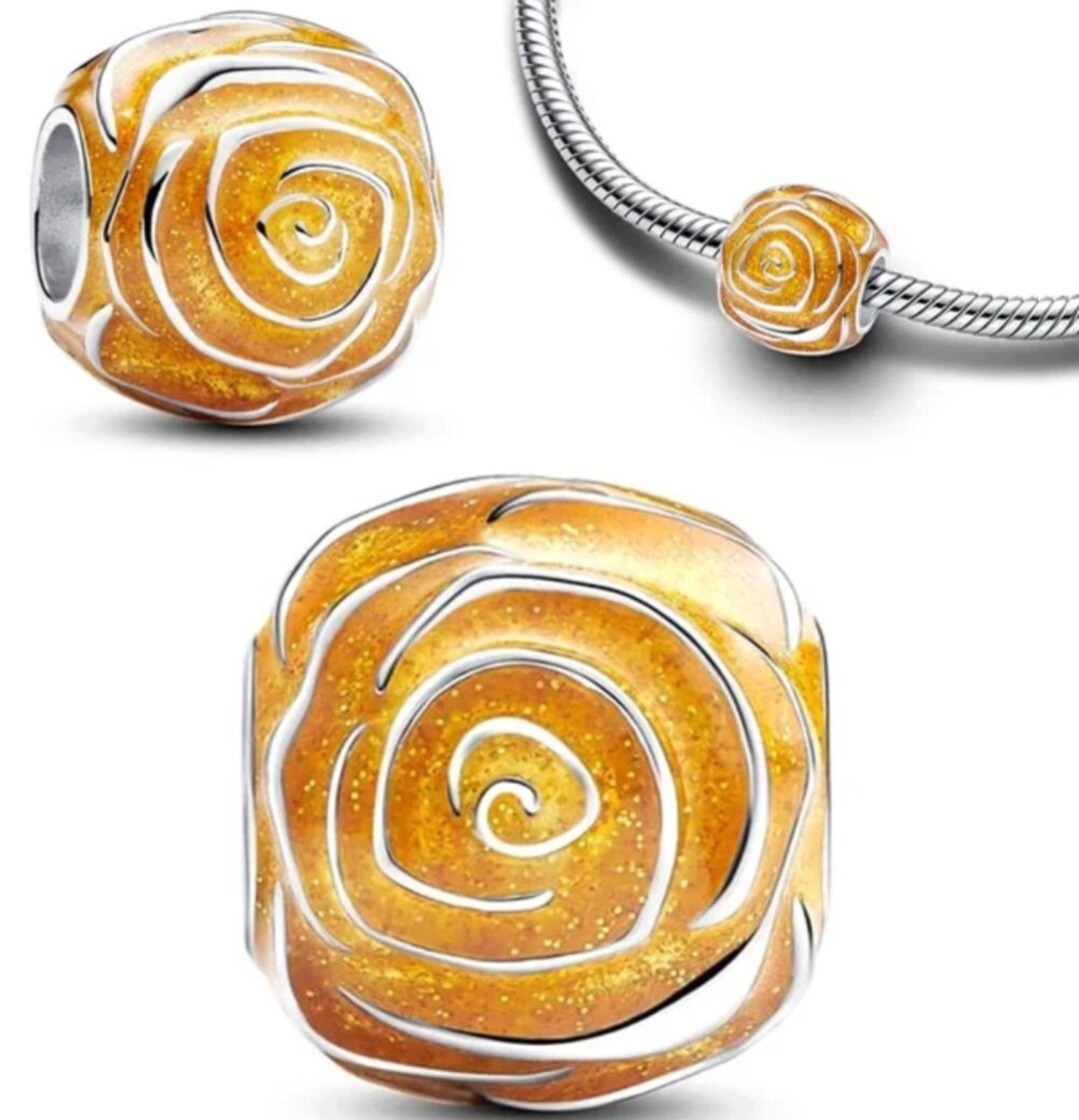 Silver Yellow Rose Charm Fits Pandora Bracelet - Etsy