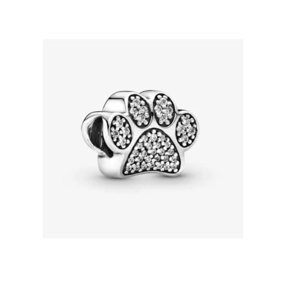 Charm empreinte de patte chien chat plaqué argent 925 pour bracelet Pandora