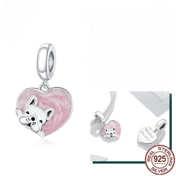 925 Silver Frenchie Bulldog Charm fits Pandora bracelet