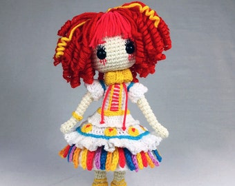 Modèle au crochet pour poupée Clown Peni, poupée amigurumi clown, modèle PDF au crochet pour poupée DIY en anglais