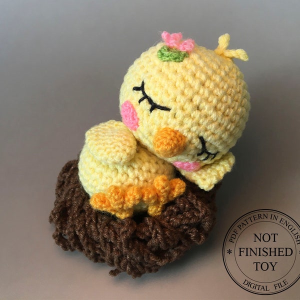 Crochet Pattern Cute Chick, Sleeping Baby Chicken Amigurumi, DIY Baby Chicken Crochet PDF Pattern in English