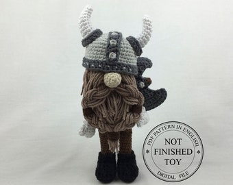 Crochet pattern gnome Viking, amigurumi crochet toy pattern, amigurumi crochet gnome, PDF tutorial in English