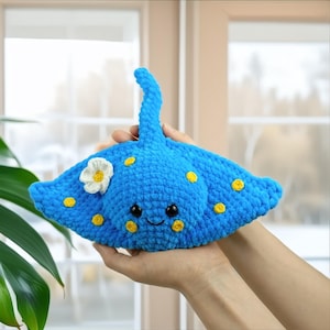 Stingray Crochet Pattern Cute Amigurumi Ray Low Sew Plush Toy PDF Tutorial Soft Sea Animal