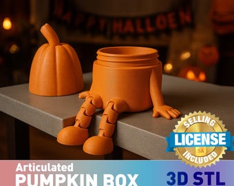 Articulated Pumpkin Storage Box STL: 3D Printable Halloween Decor noel