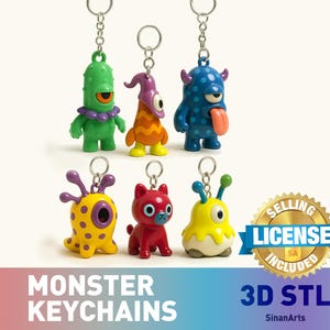 3D Printable Monster Keychain STL Bundle: Articulated Toy Charms (Digital Files)
