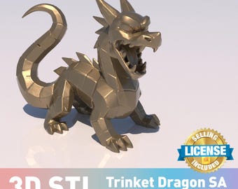 Trinket Dragon STL: 3D-afdrukbaar fantasiefiguur (digitale download)