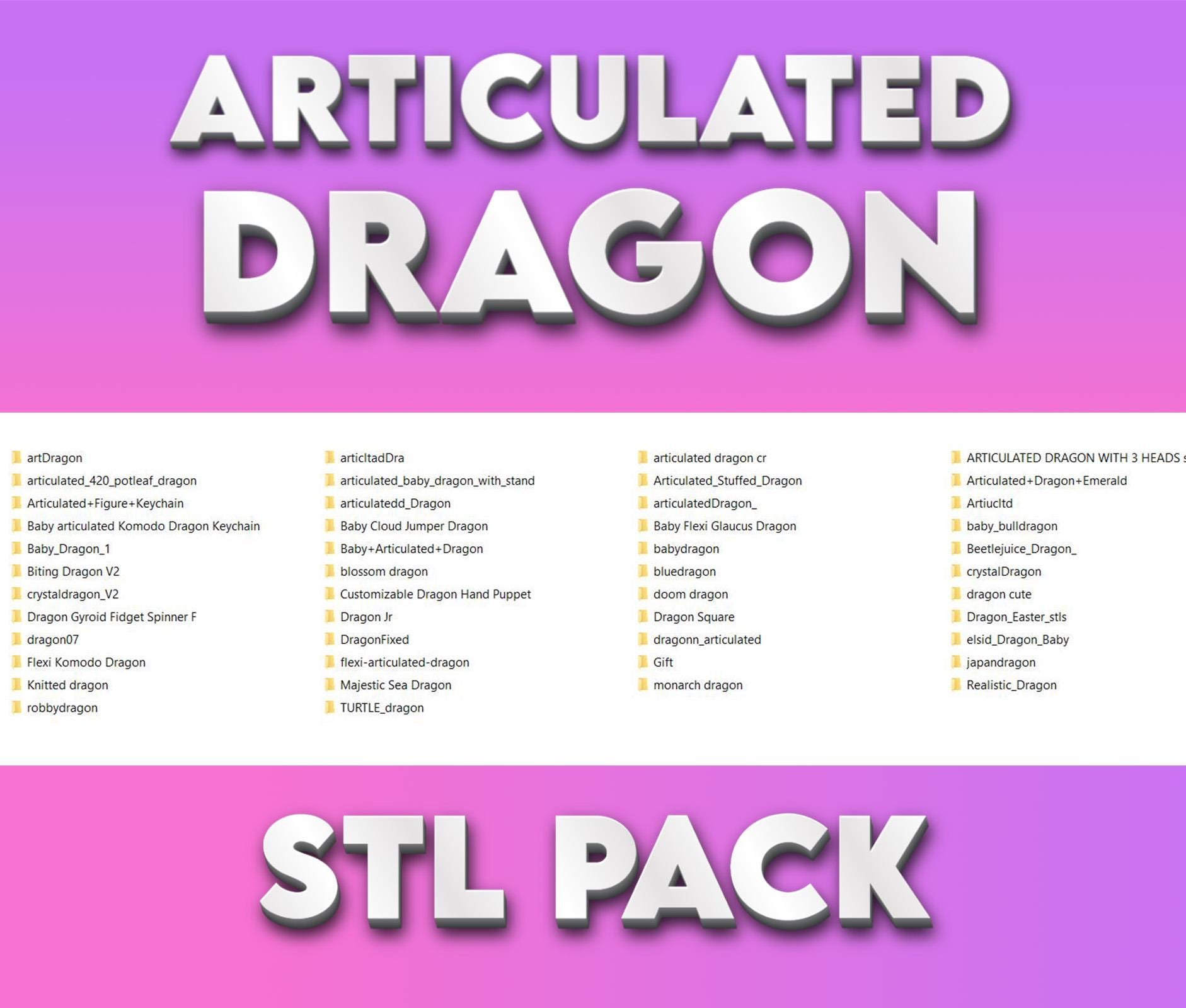 Articulated Dragon STL Pack: 40+ Flexi Dragon 3D Print Files - Etsy